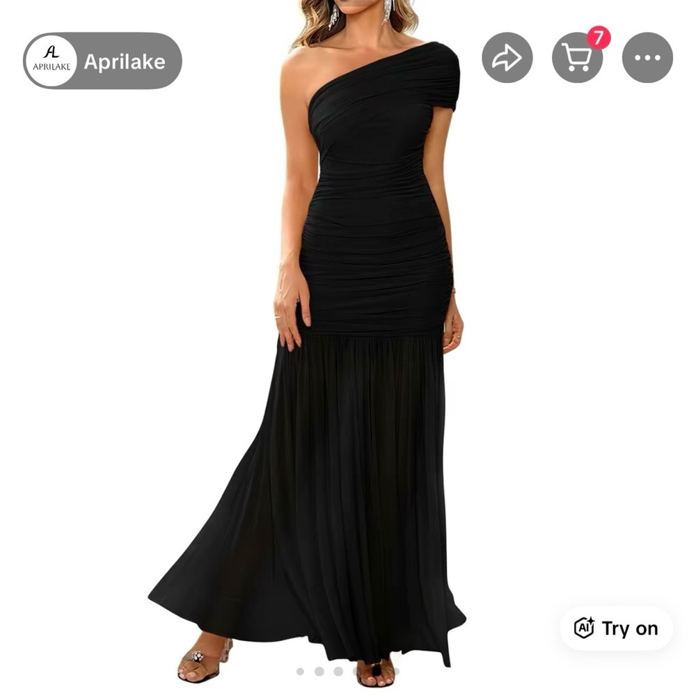 Black One-Shoulder Maxi Dress